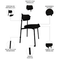 Cadeira De Jantar Estofada Fixa Ella M25 Linho Grafite - Mpozenato - 3