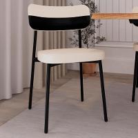 Cadeira De Jantar Estofada Kit 2 Ella M25 Linho Palha-preto - Mpozenato - 2