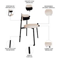 Cadeira De Jantar Estofada Kit 2 Ella M25 Linho Palha-preto - Mpozenato - 3