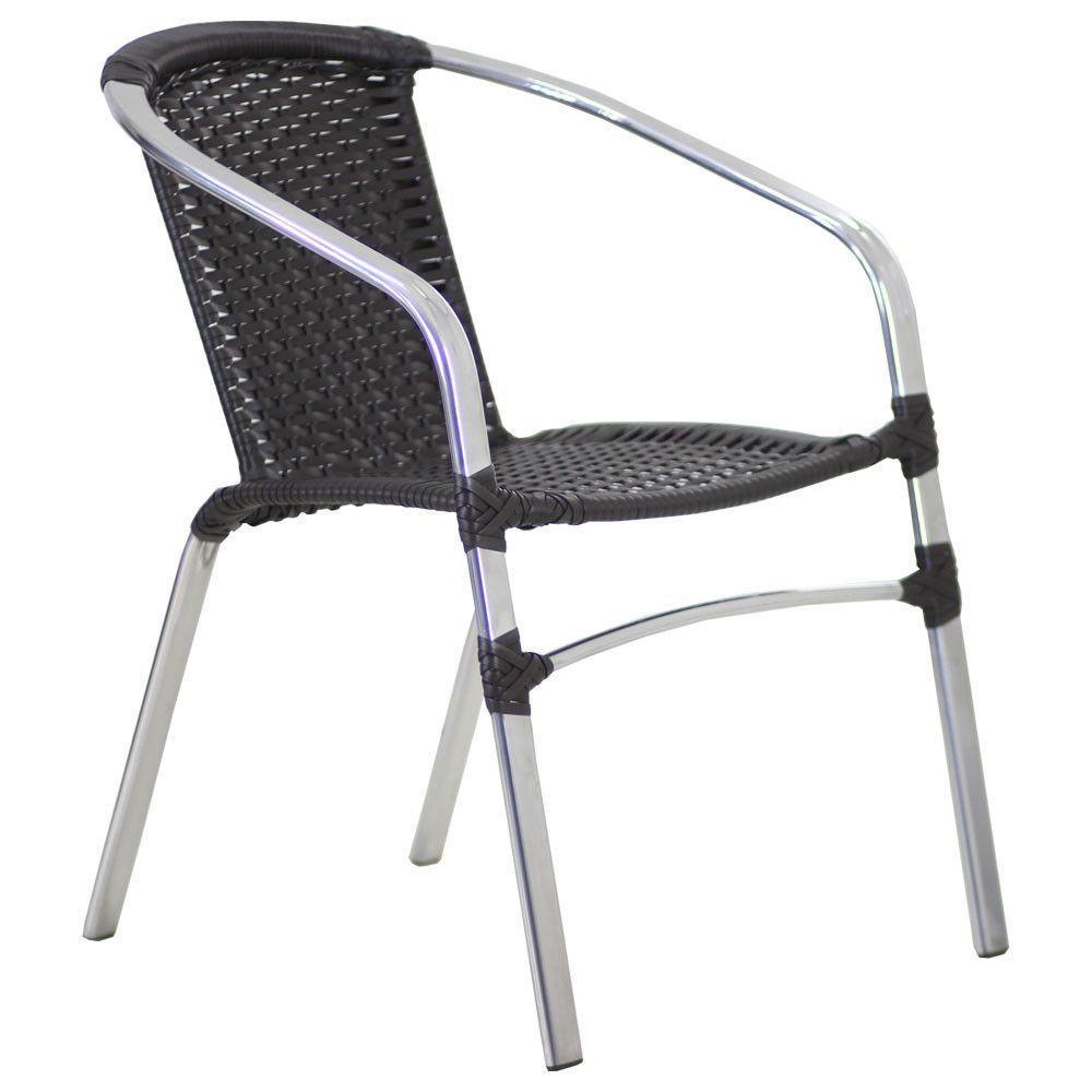 Jogo 6 Cadeiras E Mesa Com Tampo Floripa Alumínio área Trama Preto - 2