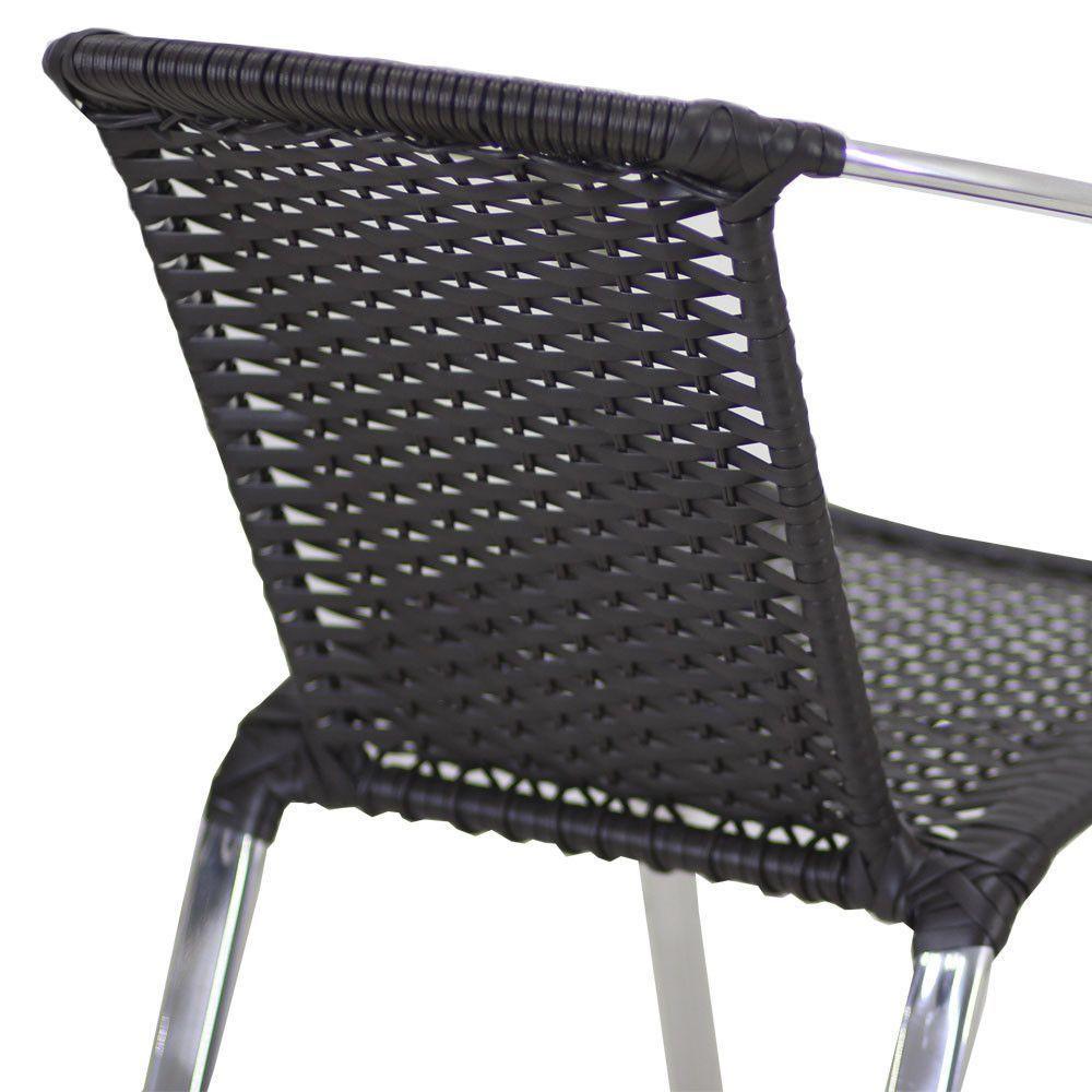 Jogo 6 Cadeiras E Mesa Com Tampo Floripa Alumínio área Trama Preto - 4