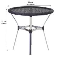 Jogo 6 Cadeiras E Mesa Com Tampo Floripa Alumínio área Trama Preto - 6