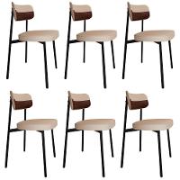 Cadeira De Jantar Estofada Kit 6 Ella M25 Linho Areia-marrom - Mpozenato - 1