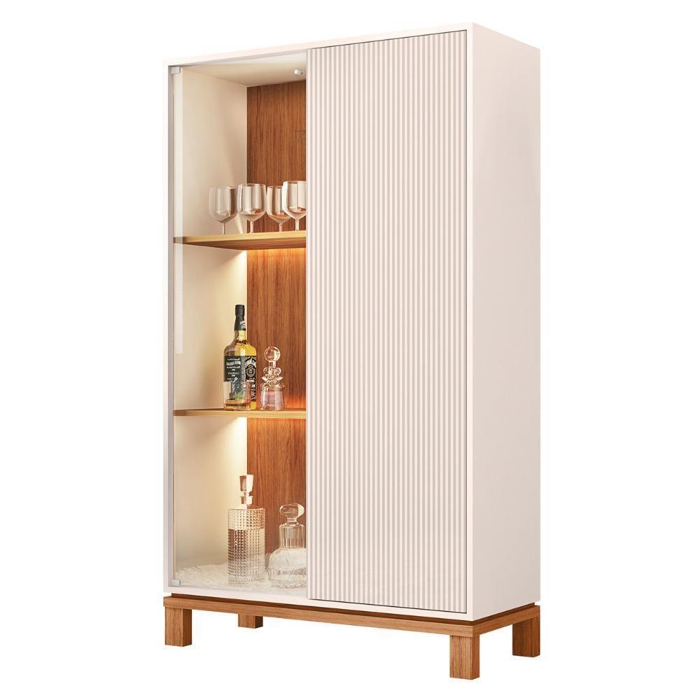 Cristaleira Porta De Vidro Com Led 90cm Lucca Off-freijó C01 - Mpozenato - 1