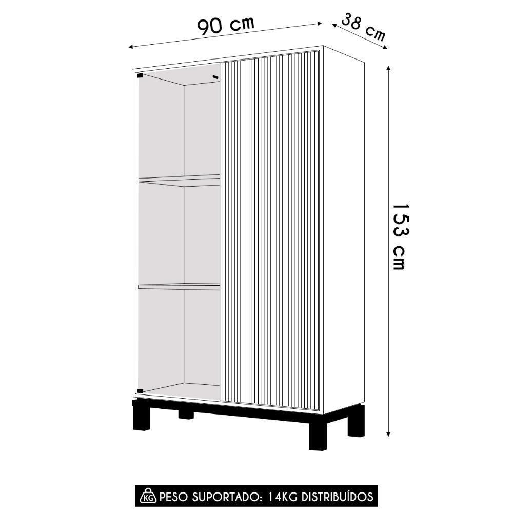 Cristaleira Porta De Vidro Com Led 90cm Lucca Off-freijó C01 - Mpozenato - 4