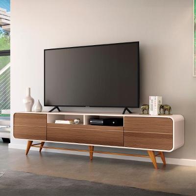 Rack Bancada De Tv 85 Pol 220cm época Castanho/off - Hb Móveis