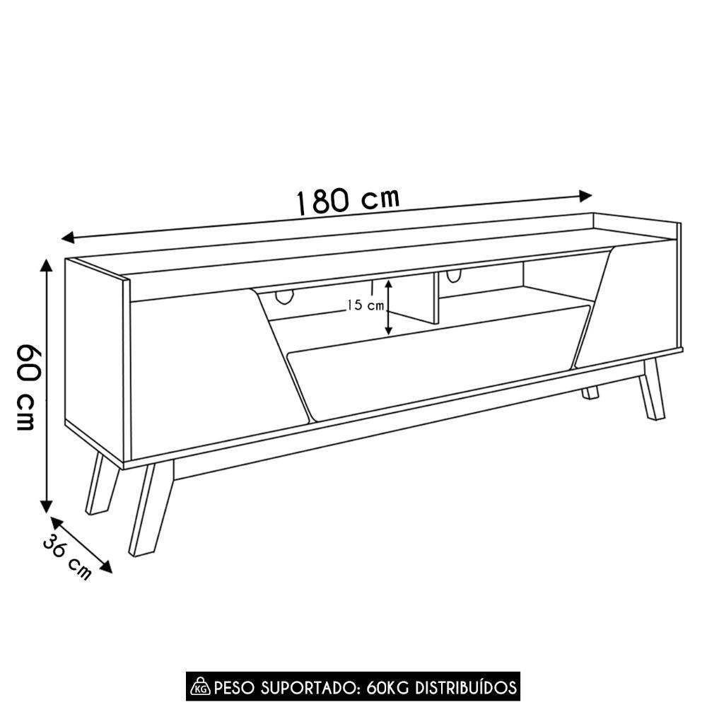 Rack Bancada Para Tv 70 Pol 180cm Flora Off/cinamomo B02 - Mpozenato - 4