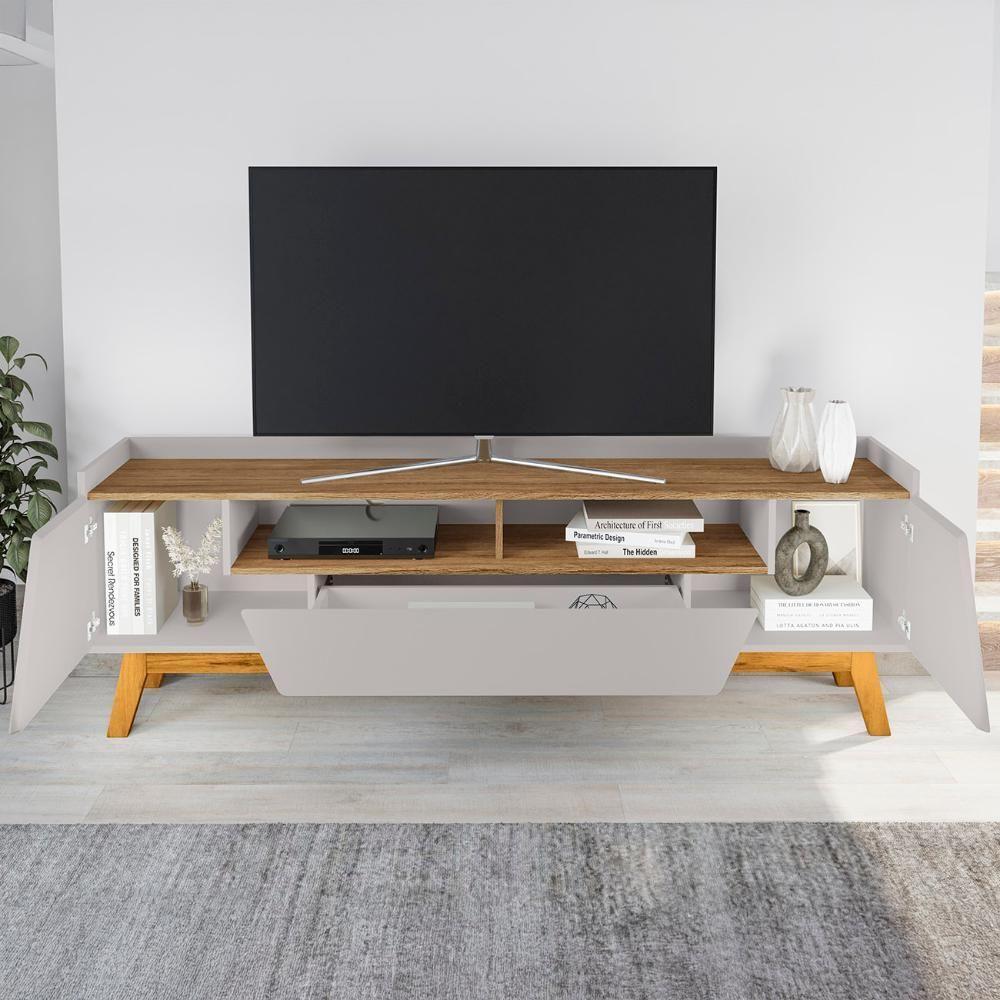 Rack Bancada Para Tv 70 Pol 180cm Flora Off/cinamomo B02 - Mpozenato - 6