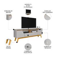 Rack Bancada Para Tv 70 Pol 180cm Flora Off/cinamomo B02 - Mpozenato - 3