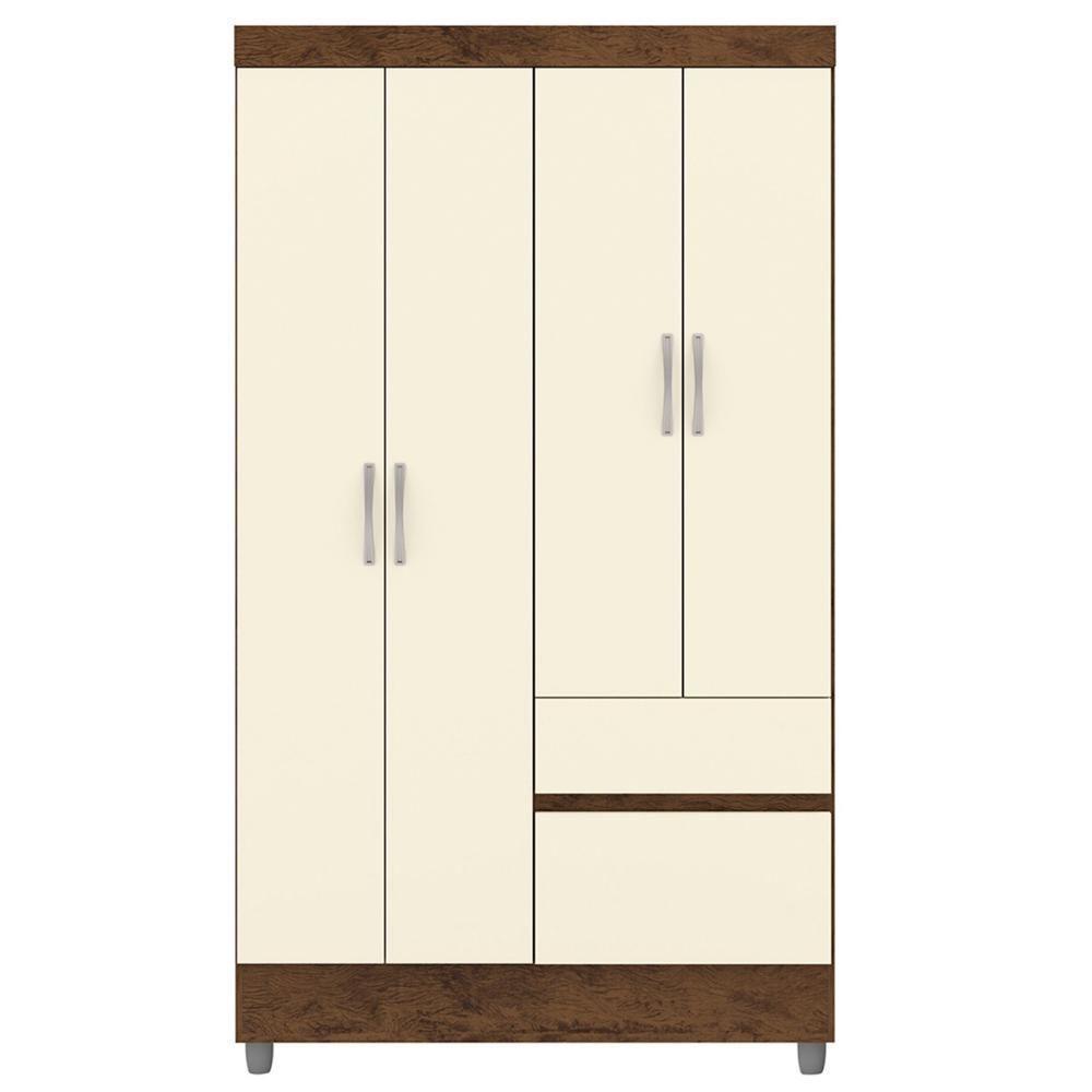 Guarda Roupa Solteiro 103cm Com 4 Portas Ideal Imbuia/champanhe - Vila Rica - 6