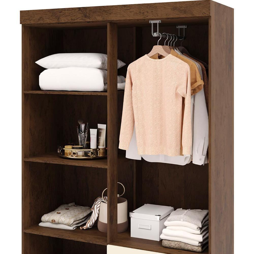 Guarda Roupa Solteiro 103cm Com 4 Portas Ideal Imbuia/champanhe - Vila Rica - 8