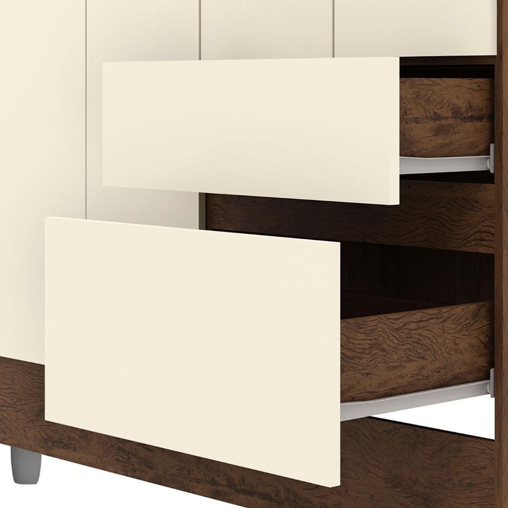 Guarda Roupa Solteiro 103cm Com 4 Portas Ideal Imbuia/champanhe - Vila Rica - 9