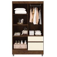 Guarda Roupa Solteiro 103cm Com 4 Portas Ideal Imbuia/champanhe - Vila Rica - 5