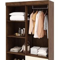 Guarda Roupa Solteiro 103cm Com 4 Portas Ideal Imbuia/champanhe - Vila Rica - 7