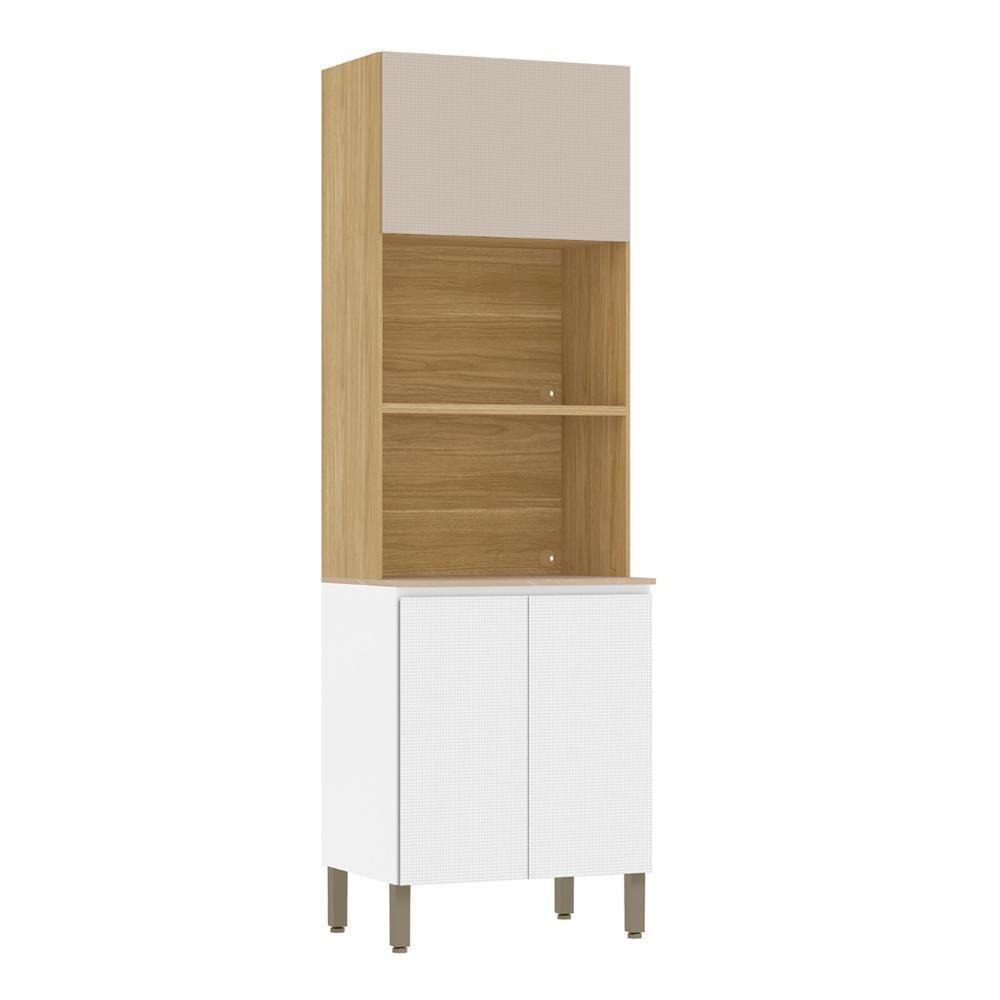 Paneleiro Cozinha Torre Quente Duplo Minsk Branco/soft/freijó Z06 - Mpozenato - 1