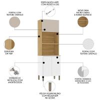 Paneleiro Cozinha Torre Quente Duplo Minsk Branco/soft/freijó Z06 - Mpozenato - 3