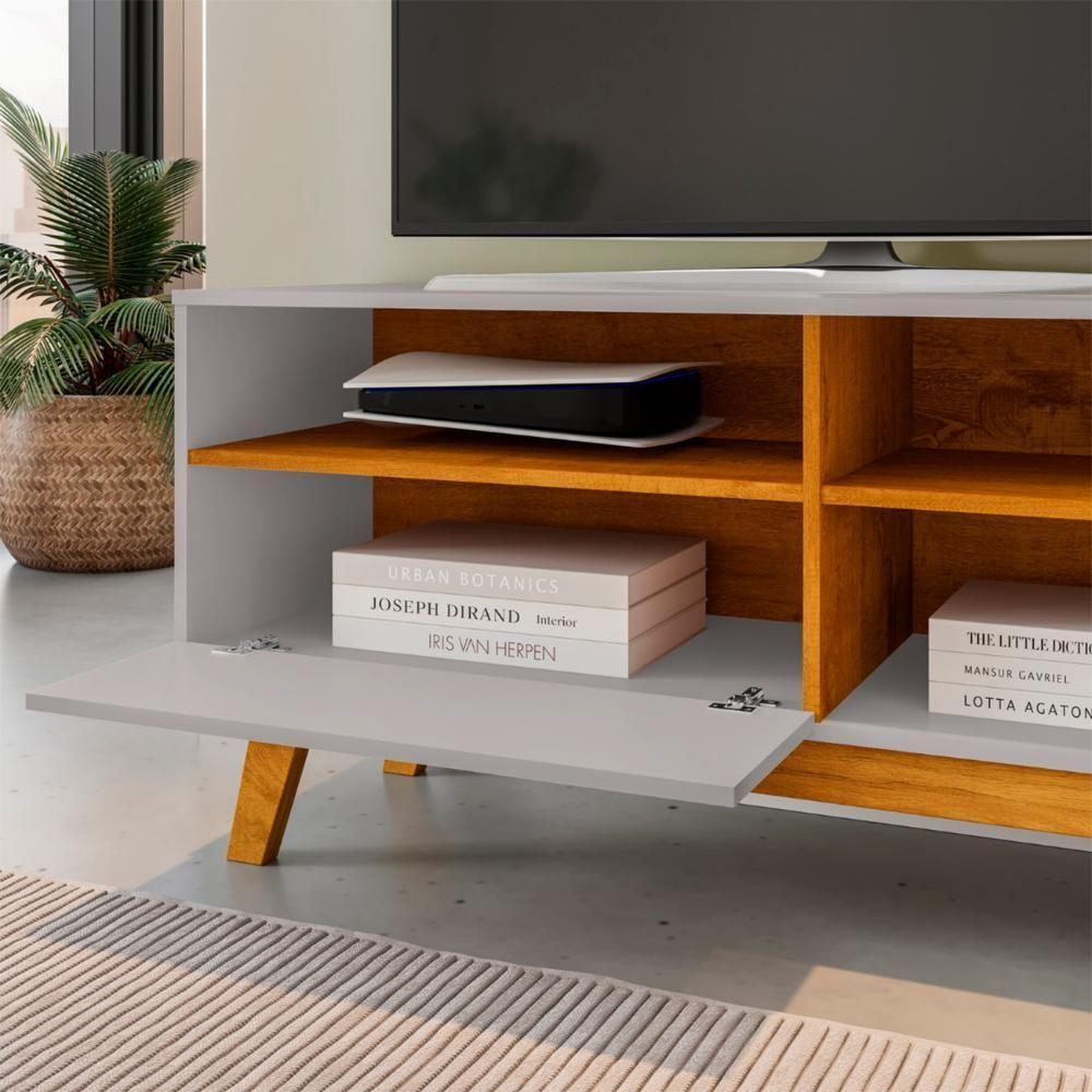 Rack Bancada Para Tv 55 Pol 136cm Paládio Off/naturalle - Bechara - 6