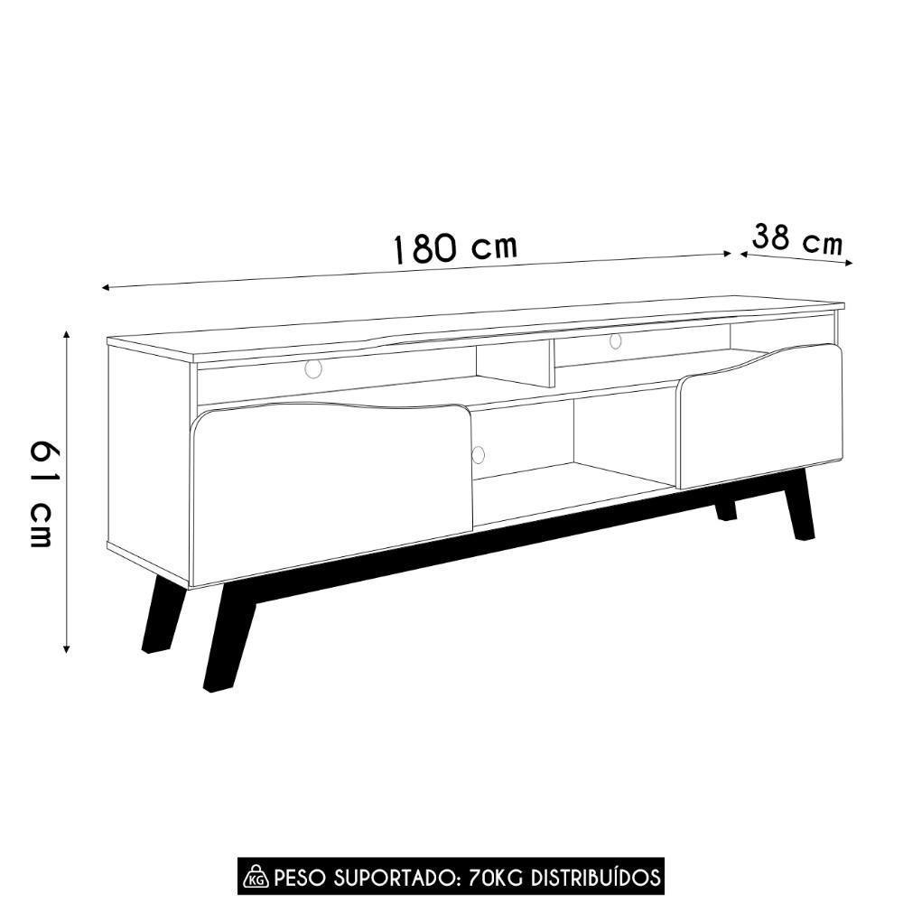 Rack Bancada Para Tv 75 Pol 180cm Rita Off/cinamomo B02 - Mpozenato - 4
