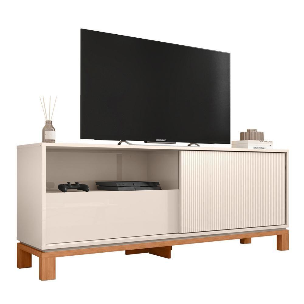 Rack Bancada Para Tv 55 Pol 150cm Lucca Off White/freijó C01 - Mpozenato - 1