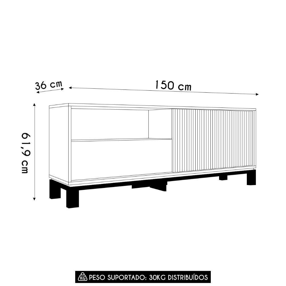 Rack Bancada Para Tv 55 Pol 150cm Lucca Off White/freijó C01 - Mpozenato - 3