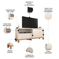 Rack Bancada Para Tv 55 Pol 150cm Lucca Off White/freijó C01 - Mpozenato - 2