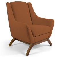 Poltrona Decorativa Base Manu Madeira Juliet Veludo C-262 Telha - Domi - 1