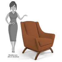 Poltrona Decorativa Base Manu Madeira Juliet Veludo C-262 Telha - Domi - 4