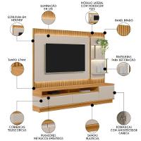 Painel Para Tv 70 Pol Com Rack Bancada 238cm Real L06 Tauari/off White - Mpozenato - 3