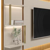Painel Para Tv 70 Pol Com Rack Bancada 238cm Real L06 Tauari/off White - Mpozenato - 10