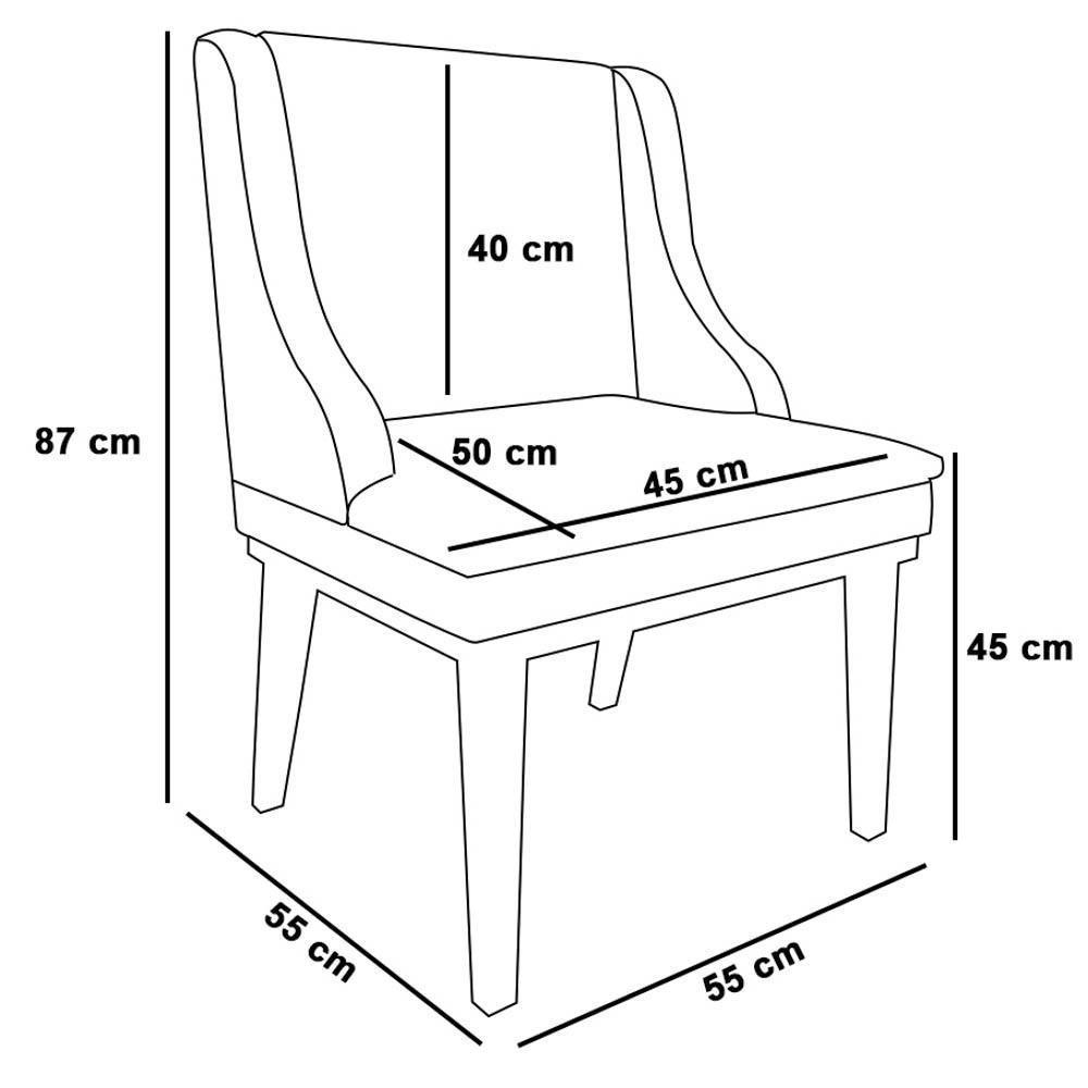 Kit 6 Cadeiras Estofadas Sala De Jantar Base Fixa De Madeira Preto Lia Sintético Branco - Ibiza - 4