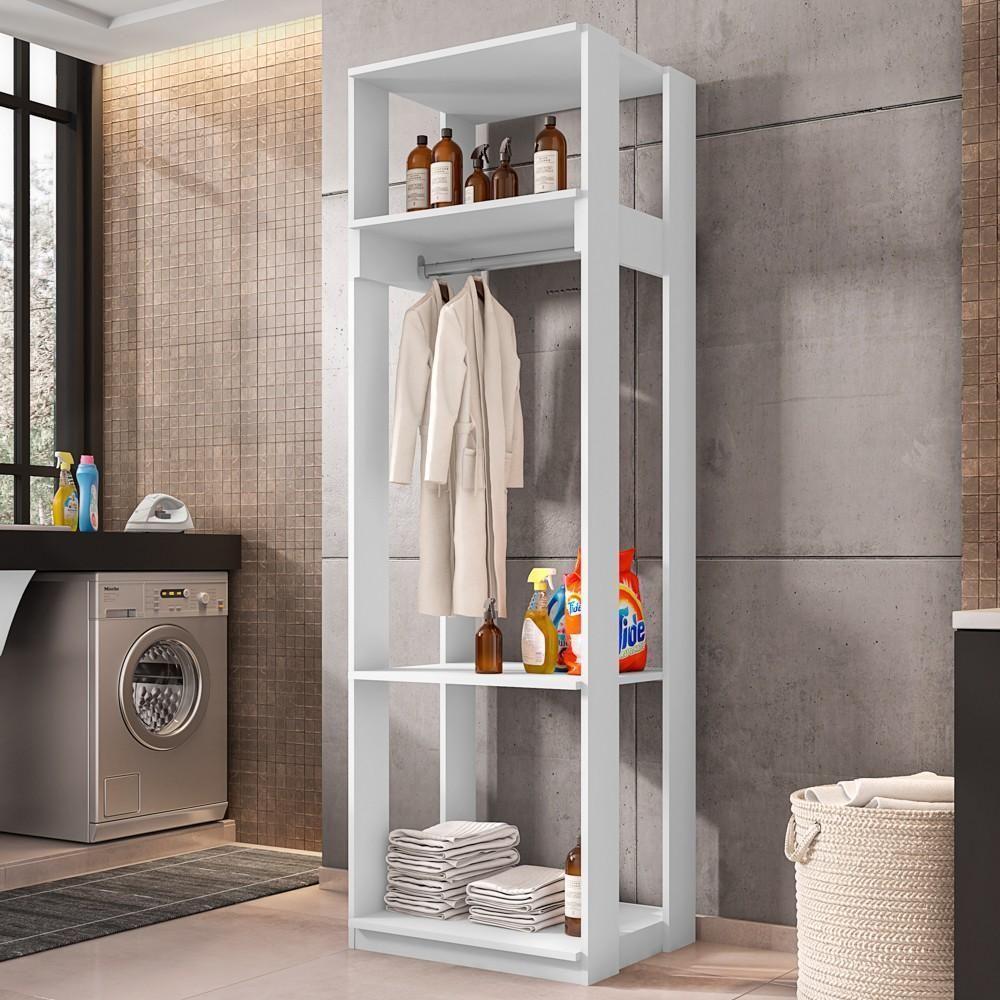 Módulo Guarda Roupa Closet Com Prateleiras Titan Branco Velluto - Móveis Leão - 2