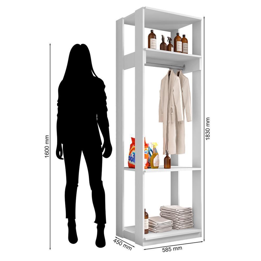 Módulo Guarda Roupa Closet Com Prateleiras Titan Branco Velluto - Móveis Leão - 4