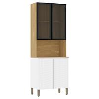 Paneleiro De Cozinha Portas De Vidro Minsk Branco/freijó Z06 - Mpozenato - 1