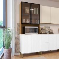 Paneleiro De Cozinha Portas De Vidro Minsk Branco/freijó Z06 - Mpozenato - 2