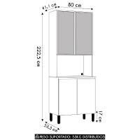 Paneleiro De Cozinha Portas De Vidro Minsk Branco/freijó Z06 - Mpozenato