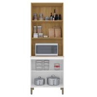 Paneleiro De Cozinha Portas De Vidro Minsk Branco/freijó Z06 - Mpozenato - 5