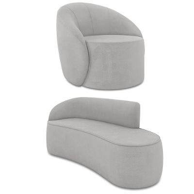 Sofá 3 Lugares Orgânico 180cm Morgan E Poltrona Lua Suede Cinza D03 - D'rossi