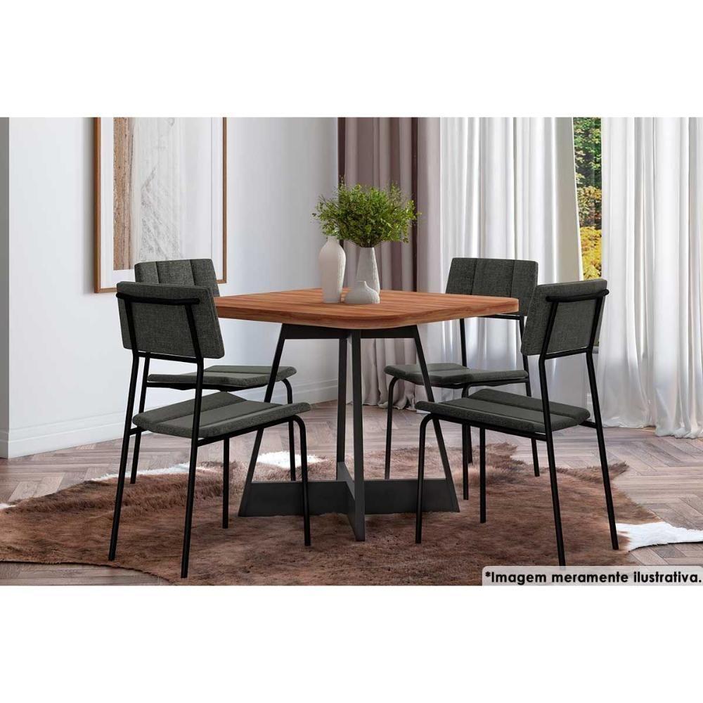 Cadeira Sala De Jantar Lou 1742 Aço Kit 2 Uni Cobre Linho Areia Carraro - 3