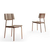 Cadeira Sala De Jantar Lou 1742 Aço Kit 2 Uni Cobre Linho Areia Carraro - 1