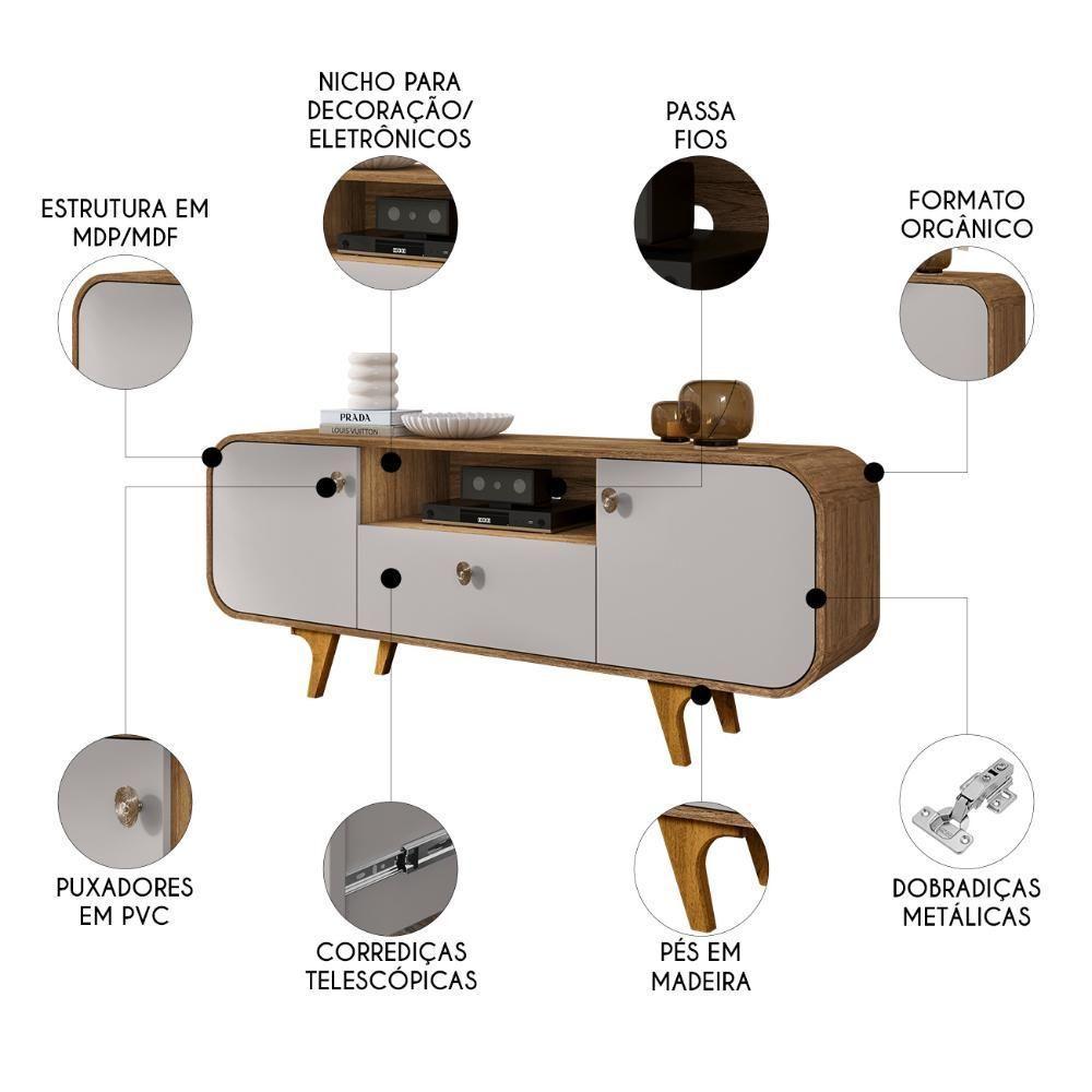 Rack Bancada Para Tv 55 Pol 156cm Demi Cinamomo/off B02 - Mpozenato - 3