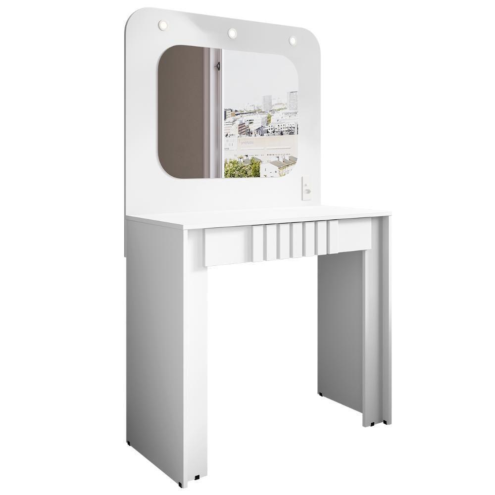 Penteadeira Camarim 90cm Com Espelho Lilian Branco B02 - Mpozenato - 7