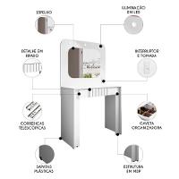 Penteadeira Camarim 90cm Com Espelho Lilian Branco B02 - Mpozenato - 3