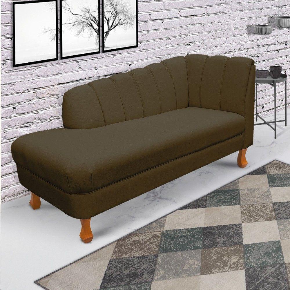 Divã Isis Linho A78 Marrom Pés Retrô Castanho D'rossi - 5