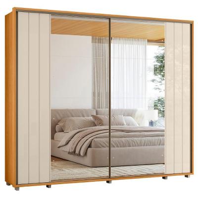 Guarda Roupa Casal Mya Z10 2 Portas de Correr 8 Gavetas Off-Cinamomo MDF Mpozenato