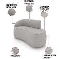 Sofá 2 Lugares Orgânico 140cm Morgan E 2 Poltronas Lua Suede Cinza D03 - D'rossi - 3