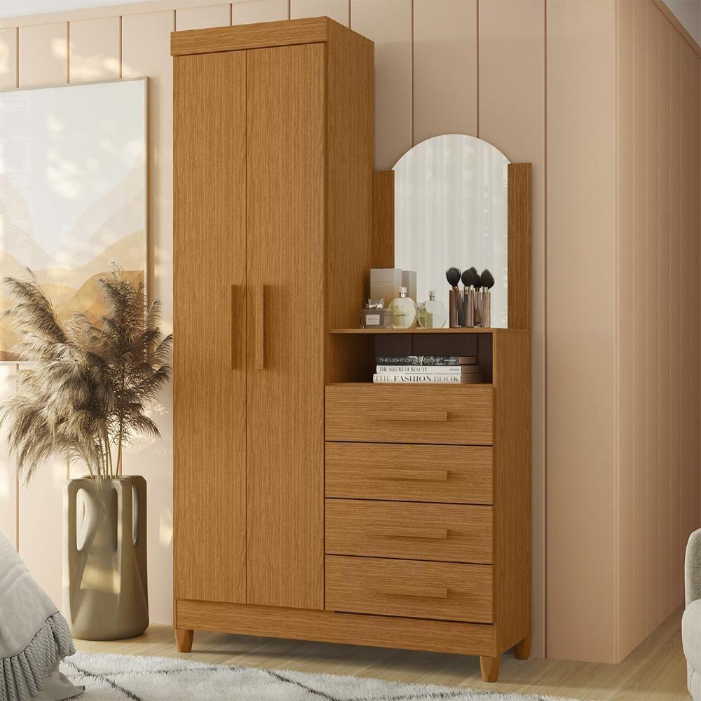 Guarda Roupa Cômoda Com Espelho 103cm Maite A02 Cinamomo - Mpozenato - 2