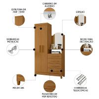 Guarda Roupa Cômoda Com Espelho 103cm Maite A02 Cinamomo - Mpozenato - 3