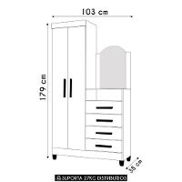 Guarda Roupa Cômoda Com Espelho 103cm Maite A02 Cinamomo - Mpozenato