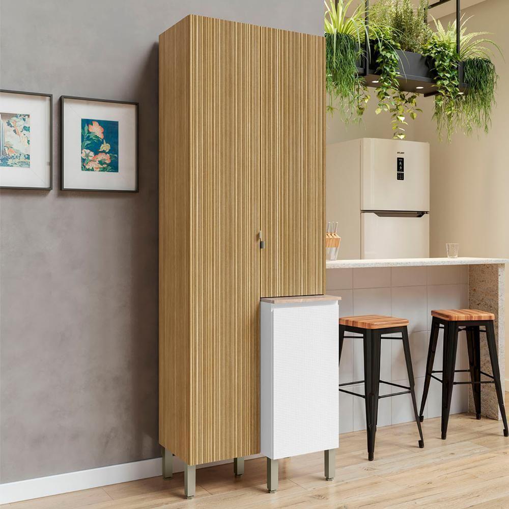 Paneleiro De Cozinha 3 Portas Minsk Branco/freijó Z06 - Mpozenato - 2