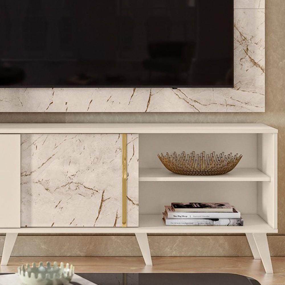 Rack Com Painel Para Tv Até 65 Pol. Cronos Calacata/off White - Madetec - 3